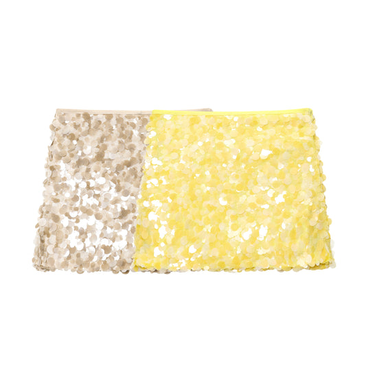 Women Clothing Fashionable Temperamental All Match Daily Wear Solid Color Sequ Mini Skirt