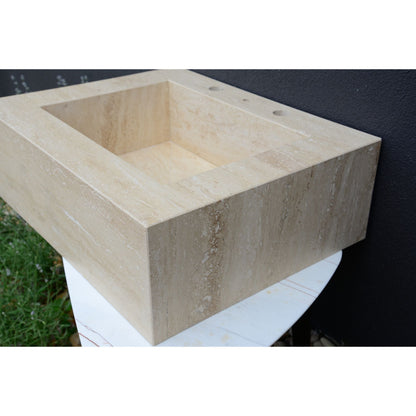 HANDCRAFTED CUSTOM TRAVERTINE SINK (TR-055)