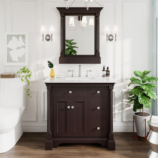 Eviva Preston Aged Chocolate Solid Wood Framed Mirror