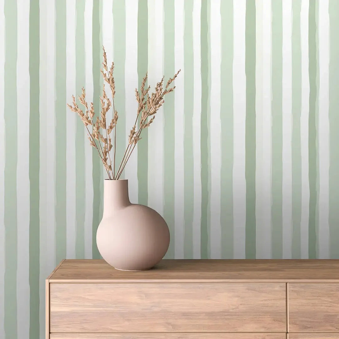 Serene Sage Brushstroke Stripes
