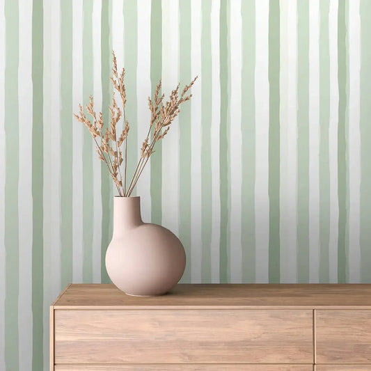 Serene Sage Brushstroke Stripes