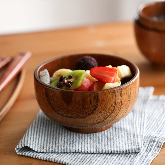 Retro Jujube Wood Bowl Durable AntiScald CampingReady