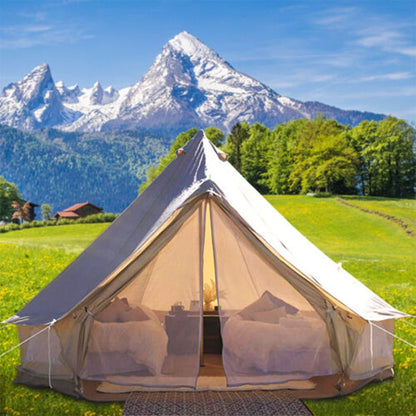13FT Outdoor Glamping Yurt Teepee Canvas Camping Bell Family Waterproof Tent W/ Stove Jack (SAK92361)