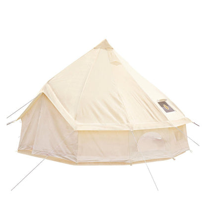13FT Outdoor Glamping Yurt Teepee Canvas Camping Bell Family Waterproof Tent W/ Stove Jack (SAK92361)