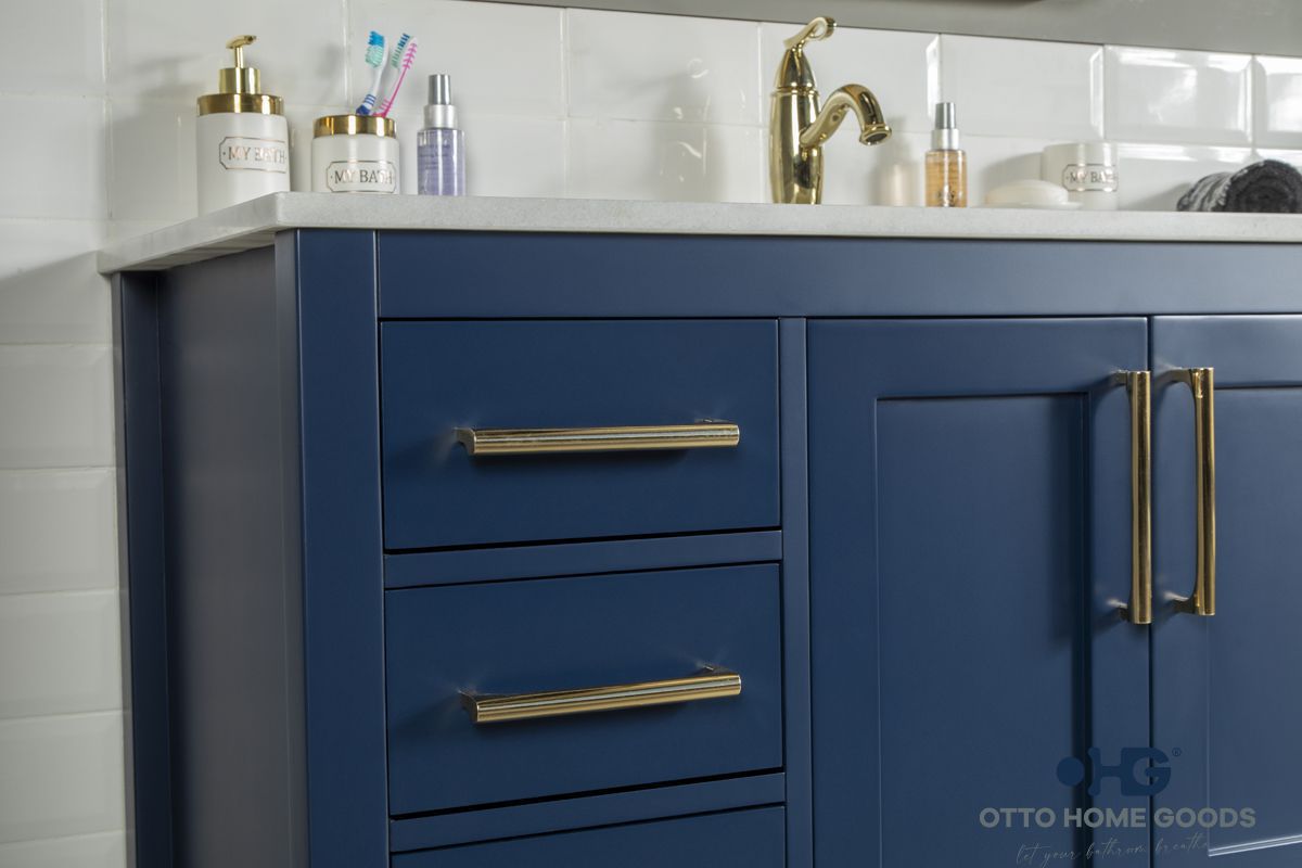 Ashley 48" Blue Bathroom Cabinet | Hardware | Kitchen + Metal