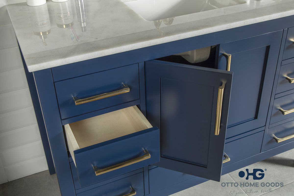 Ashley 48" Blue Bathroom Cabinet | Hardware | Kitchen + Metal