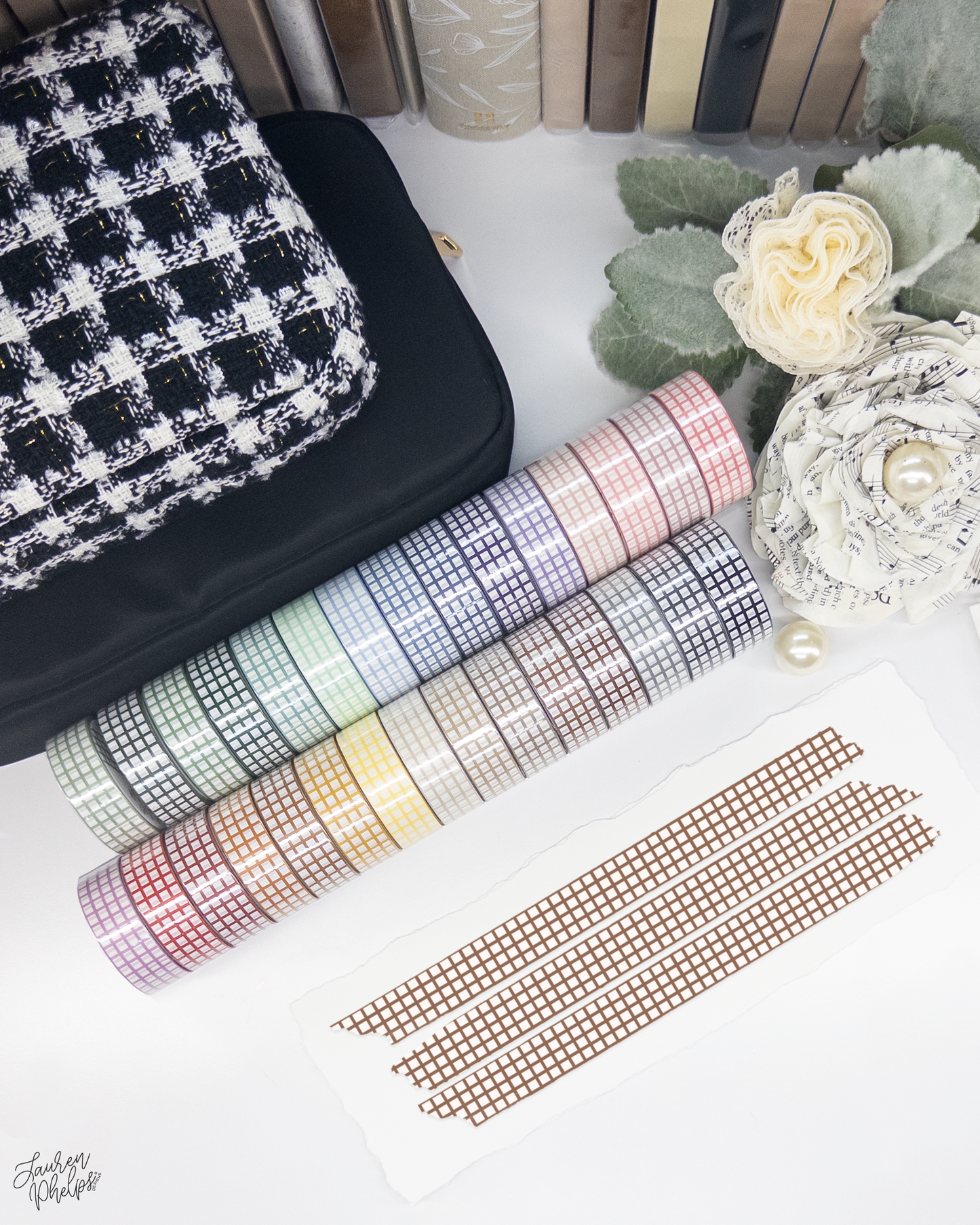 Chocolate Classic Grid 15mm washi