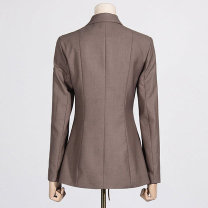 Spring Sexy V Neck Lace-up Hollow Out Cutout Waist Irregular Asymmetric Stitching Design Blazer for Women