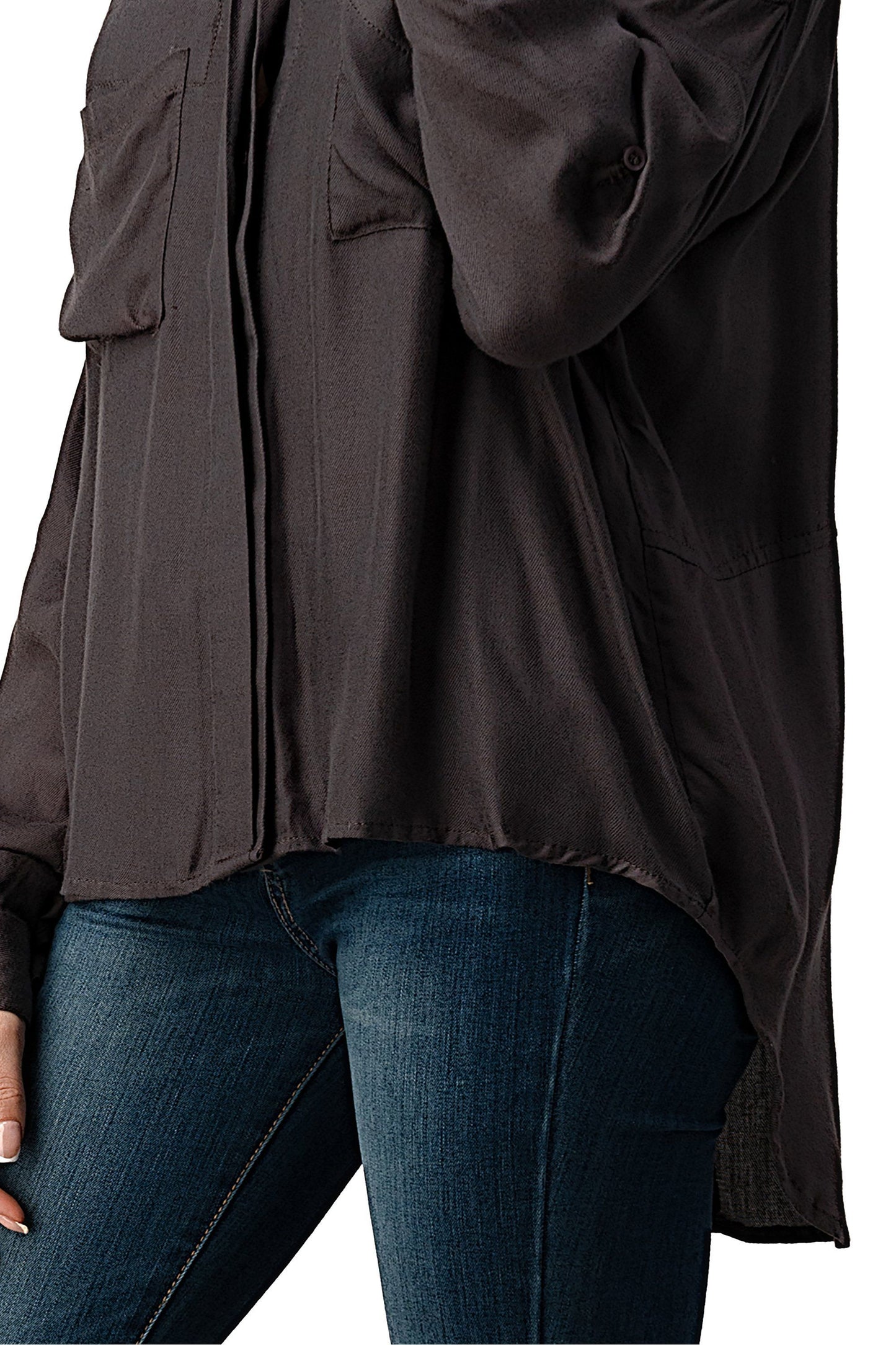 Button-Up Oversized Shirt with Front Pockets | Apparel | Kitchen + Metal