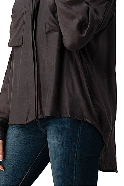 Button-Up Oversized Shirt with Front Pockets | Apparel | Kitchen + Metal