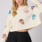 Autumn Winter Women Halloween Skull Sequined Top Loose Fitting Casual Pullover Women