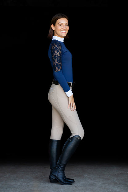 Navy Longsleeve lace with zip front