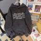 Washed Distressed Thickened Composite round Neck Hooded Sweater Street Oversize Trendy Fleece Padded Coat