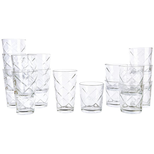Gibson Home 16 Piece Lattice Glassware Drinkware Set | Dinnerware | Kitchen + Metal