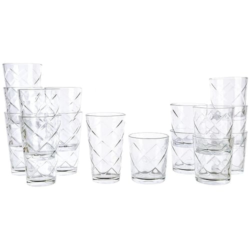 Gibson Home 16 Piece Lattice Glassware Drinkware Set | Dinnerware | Kitchen + Metal