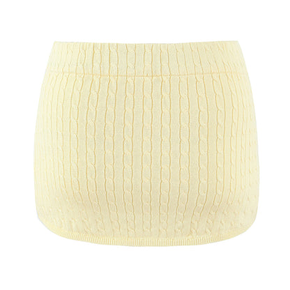 Solid Color Slim Fit Knit Short Skirt for Women Autumn Sexy Casual All Match High Waist Tight Sheath Skirt