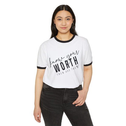 Know Your Worth Women's T-Shirt – Casual Wear for Women & Motivational Self-Care Gift