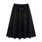 Women Clothing Autumn Retro Suede Laser Carved Hole Floral Vacation Skirt