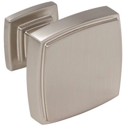 1-1/4" Overall Length Satin Nickel Square Renzo Cabinet Knob