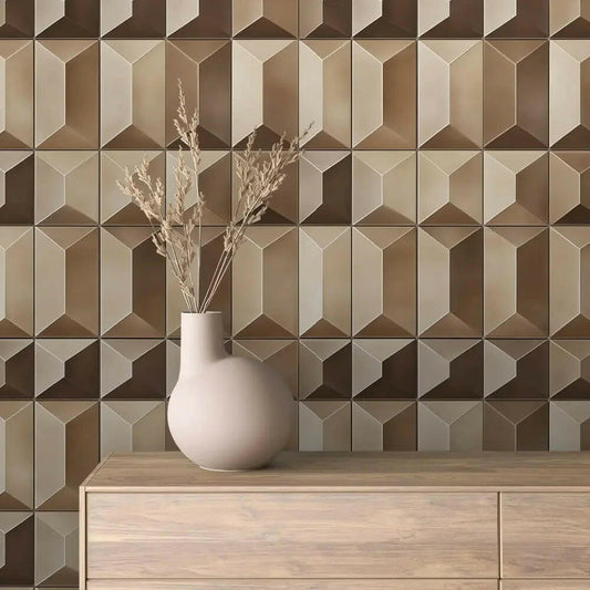 Sculpted Bronze Geometric Wall