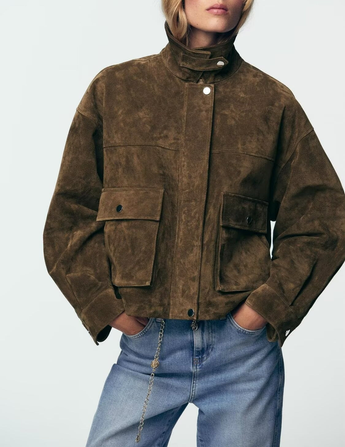 Women Clothing Autumn Retro Pure Leather Bomber Jacket Coat