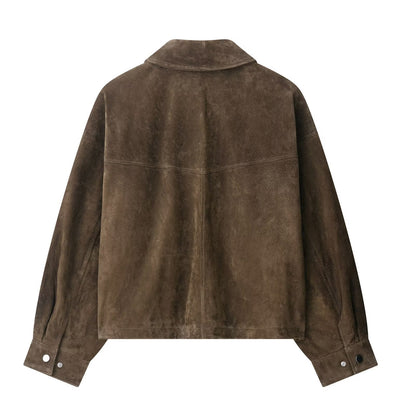 Women Clothing Autumn Retro Pure Leather Bomber Jacket Coat
