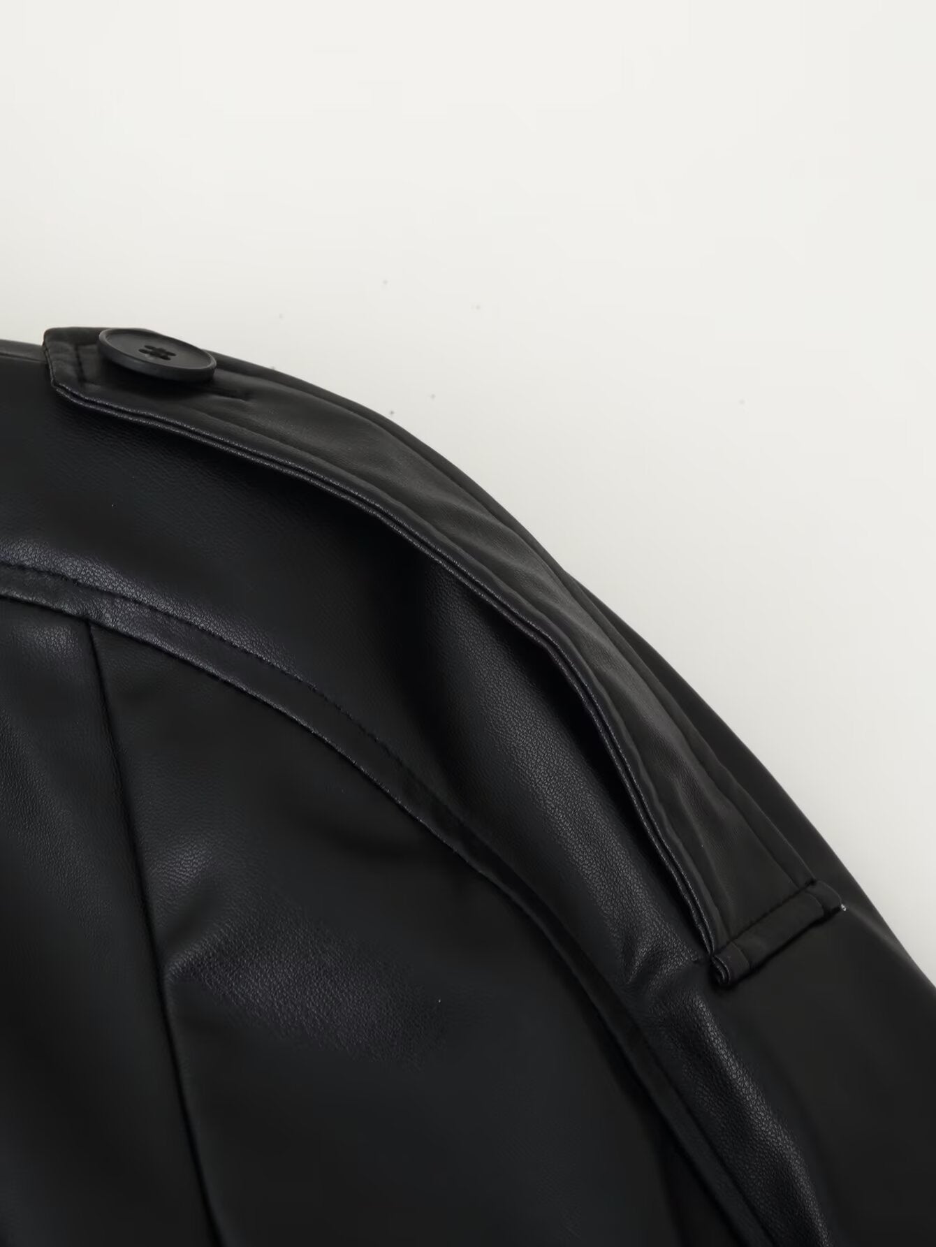 Women Clothing Fashionable Casual All Match Faux Leather Wind Breaker