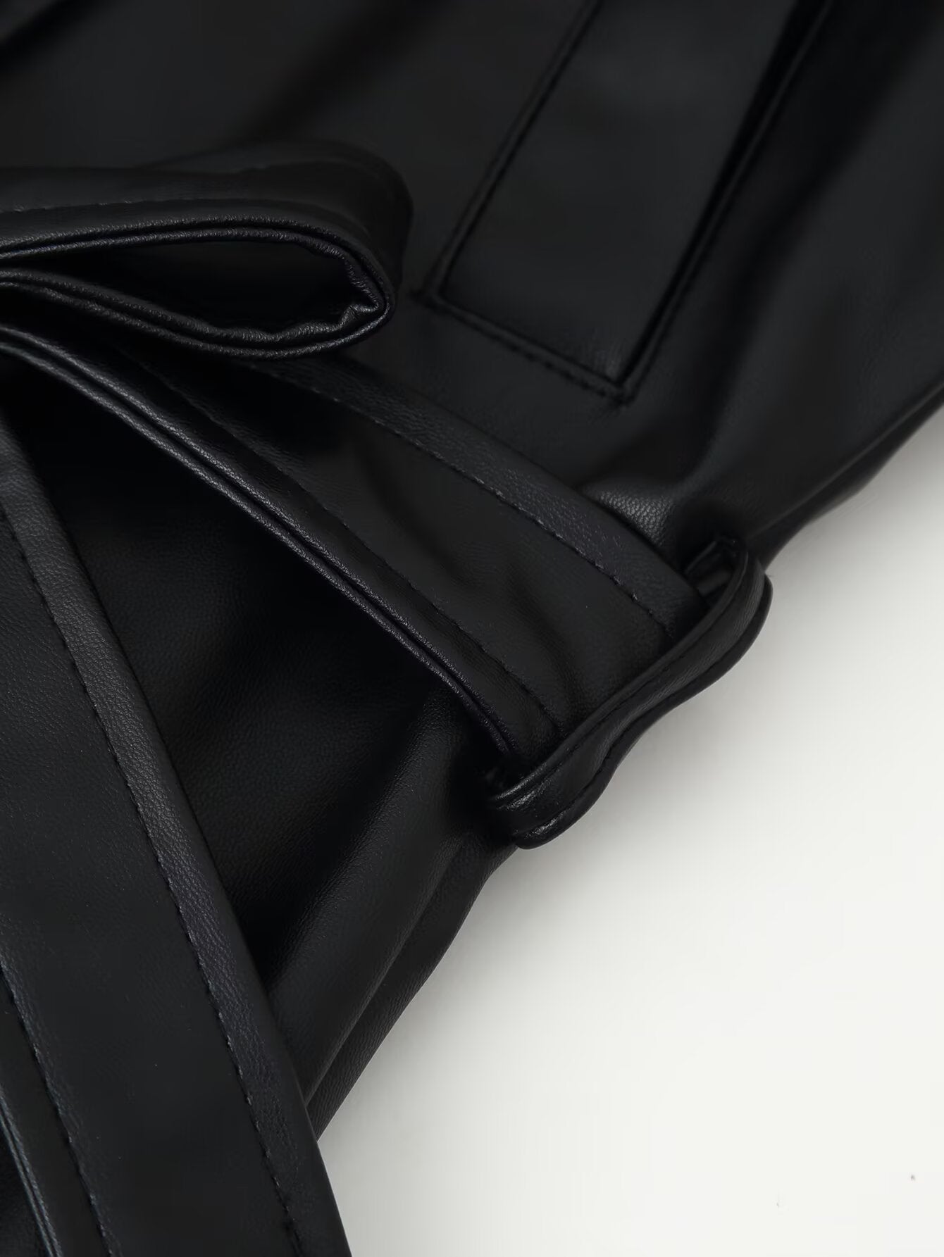 Women Clothing Fashionable Casual All Match Faux Leather Wind Breaker