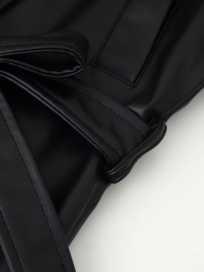 Women Clothing Fashionable Casual All Match Faux Leather Wind Breaker