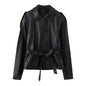 Women Clothing Fashionable Casual All Match Faux Leather Wind Breaker