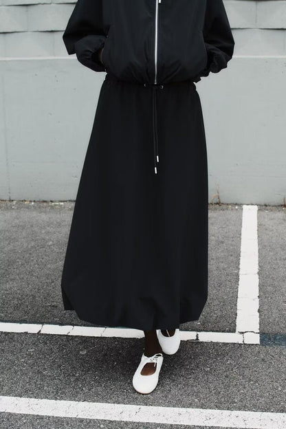 Women Clothing Autumn Balloon Elastic Waist Skirt