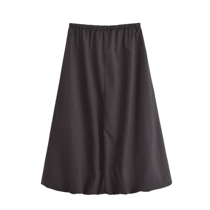 Women Clothing Autumn Balloon Elastic Waist Skirt