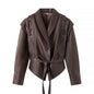 Women Autumn Winter Fashionable Leather Jacket Bomber Jacket Short Coat