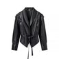 Women Autumn Winter Fashionable Leather Jacket Bomber Jacket Short Coat