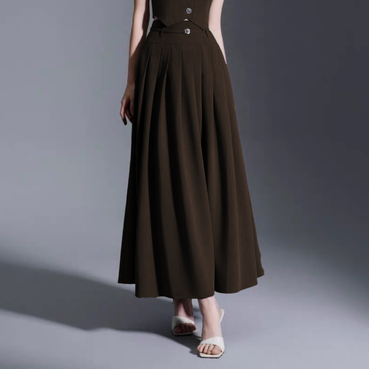 Half Length Pleated Light Luxury Embellished High Grade Skirt Wear High Waist Long Casual A line Pleated Skirt