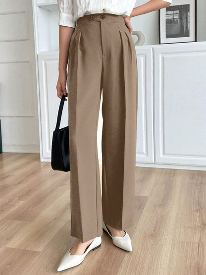 Office Autumn Straight Casual Pants Small Drape High Sense Brown Narrow Version Slimming Straight Pants