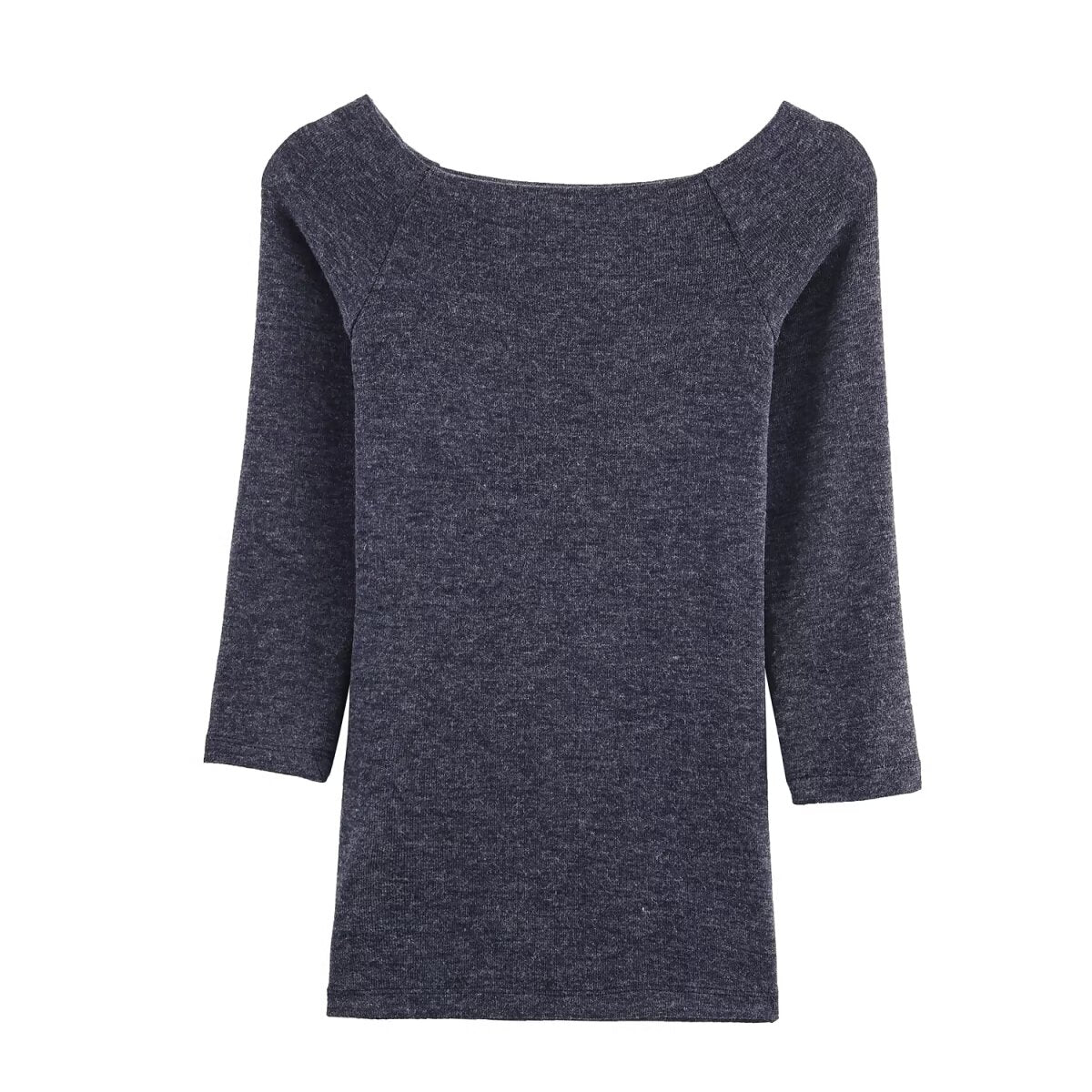 Women Clothing Fall Fashionable All Match Basic Mid Sleeve off Shoulder T shirt