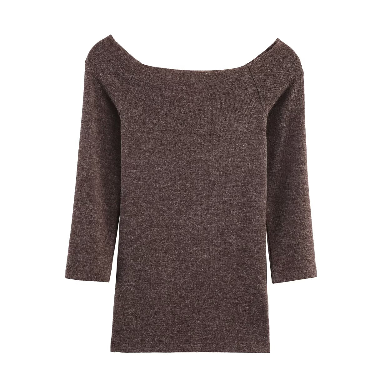 Women Clothing Fall Fashionable All Match Basic Mid Sleeve off Shoulder T shirt