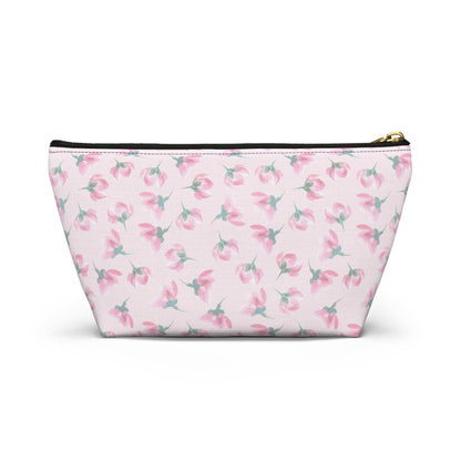 Customizable: Floral Accessory Pouch, Makeup Bag, Travel Case, Pink Flower Pouch, Gift for Her, Cosmetic Clutch, Everyday Organizer