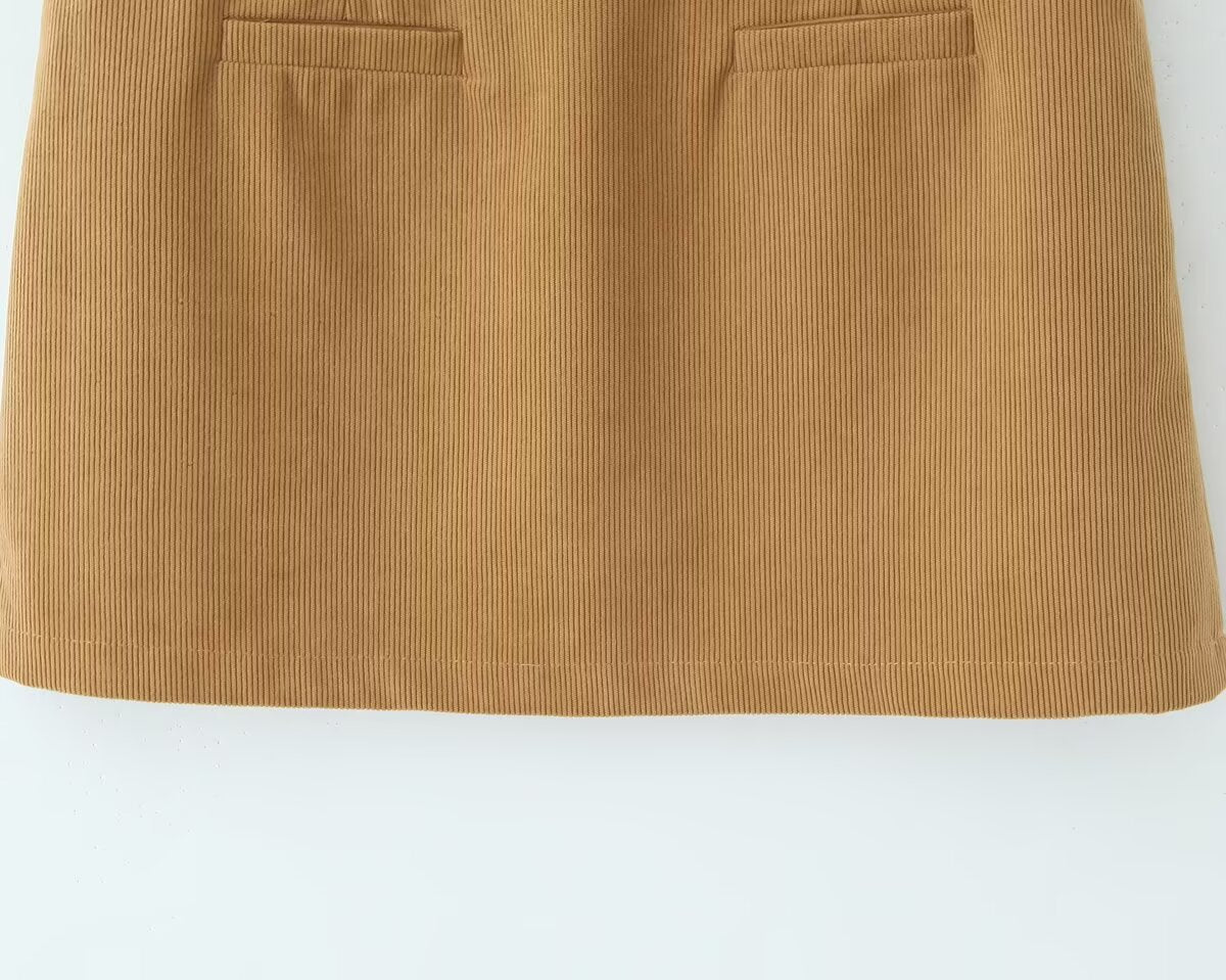 Autumn Retro Corduroy Sexy High Waist Hip with Safety Pants Skirt