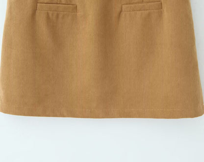 Autumn Retro Corduroy Sexy High Waist Hip with Safety Pants Skirt