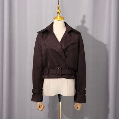 Personalized Street Coat Women Autumn Trendy Collared Retro Slim Short Coat