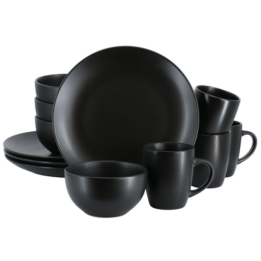 Gibson Home Everyday Plus 12 Piece Round Stoneware Dinnerware Set | Dinnerware | Kitchen + Metal