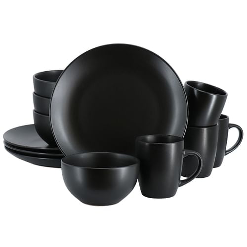 Gibson Home Everyday Plus 12 Piece Round Stoneware Dinnerware Set | Dinnerware | Kitchen + Metal