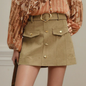 Autumn Boot Skirt Retro High Waist Belt Waist Slimming Short A line Skirt