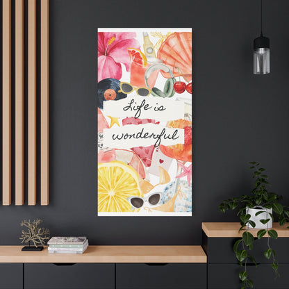 Life is Wonderful Canvas Wall Art, Colorful Decor, Inspirational Gift, Home Display, Summery Wall Art, Motivational Print