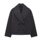 Autumn Double Breasted Blended Double Row Ornament Short Coat