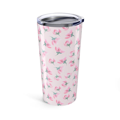 Customizable: Floral Tumblers for Daily Sips, Personalized Travel Mugs, Cute Tumbler Gift, Mother's Day Present, Pink Flower Drinkware