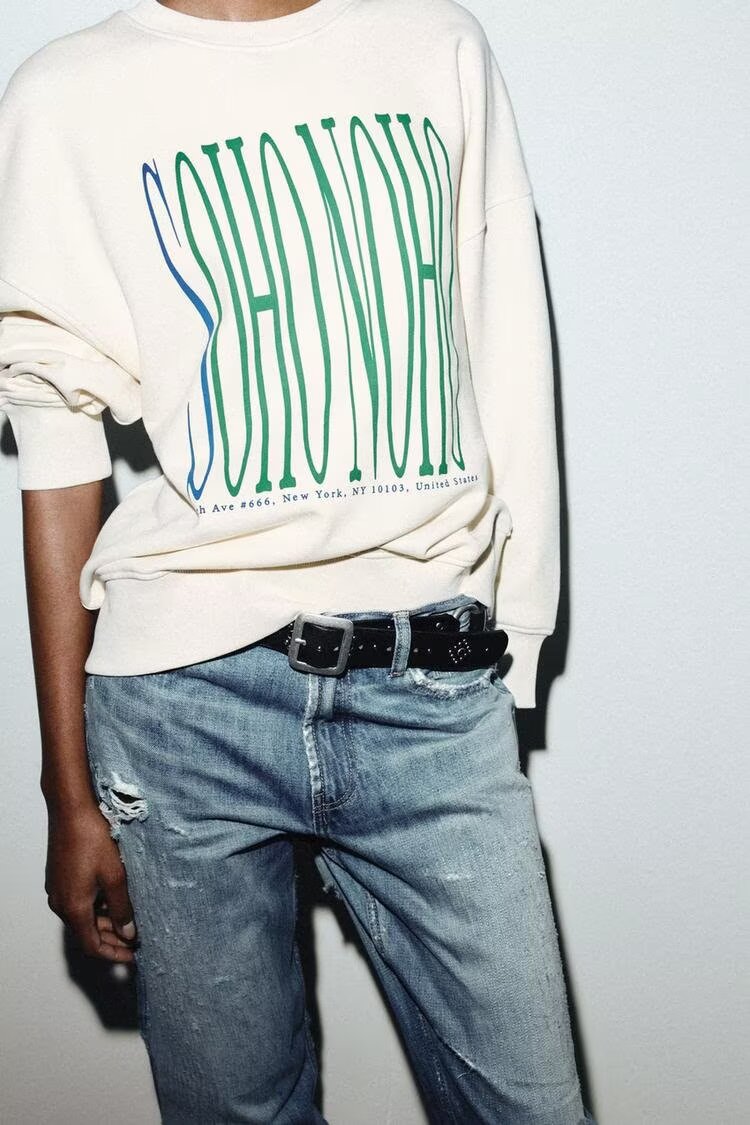 Autumn Women Casual Loose All Match round Neck Printed Sweater