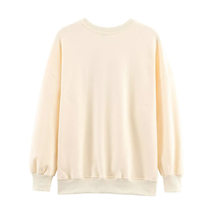 Autumn Women Casual Loose All Match round Neck Printed Sweater